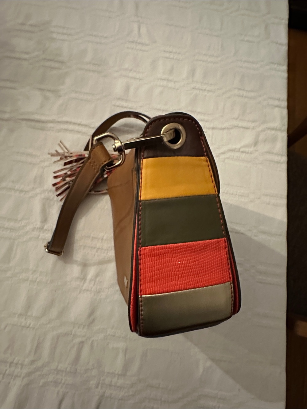 ALDO Tan Crossbody Bag with Striped Accent Strap and Gold Hardware - Picture 2 of 5